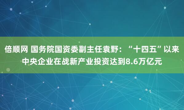 倍顺网 国务院国资委副主任袁野：“十四五”以来中央企业在战新产业投资达到8.6万亿元