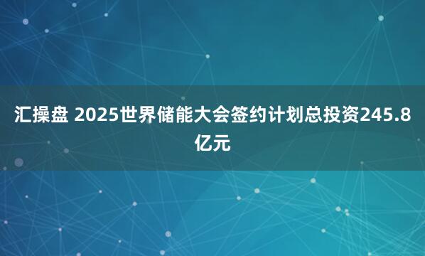 汇操盘 2025世界储能大会签约计划总投资245.8亿元